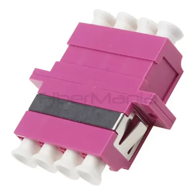 LC-LC Plastic Fiber Optic Adapter 10G OM3 Multimode Quad Aqua