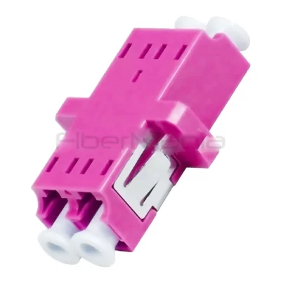 LC-LC OM4 Multimode Duplex Plastic Fiber Optic Adapter Violet