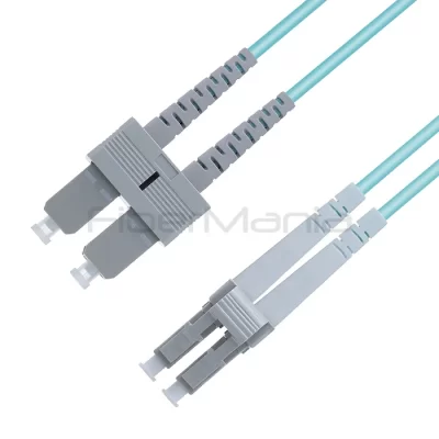 1M 3FT LC/UPC-SC/UPC Fiber Optic Patch Cable Duplex 10G OM3 Multimode OFNR 3.0mm Aqua