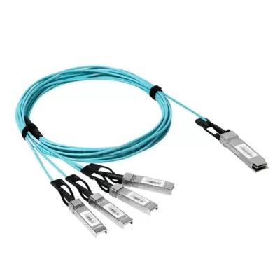 40G QSFP+ to 4×10G SFP+ active optical cable 5 meters, OM3 multimode, breakout AOC for data center interconnects