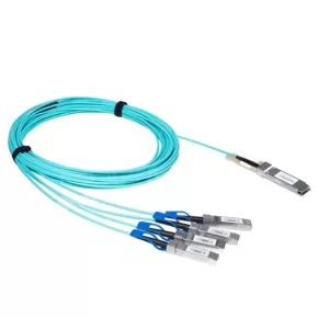 100G QSFP28 to 4×SFP28 active optical cable 3 meters, OM3 multimode, breakout AOC for data center connectivity