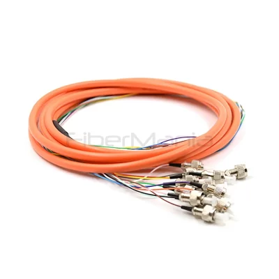 FC/UPC 12 Cores Fan-out Multimode Fiber Optic Pigtail 62.5/125µm 3M Orange Jacket