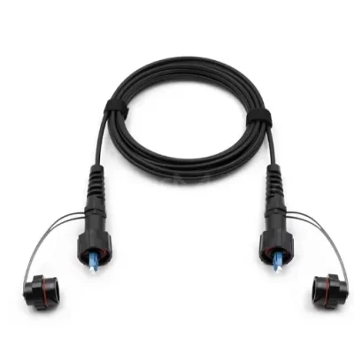 IP LC/UPC to IP LC/UPC duplex OS2 9/125 fiber patch cable with TPU jacket and IP67 waterproof connectors