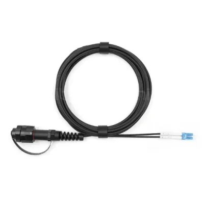 IP LC/UPC to LC/UPC duplex OS2 9/125 fiber patch cord with TPU jacket and IP67 ruggedized connector
