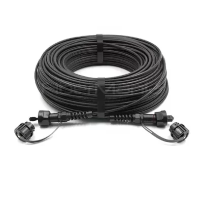 IP MPO/PC to IP MPO/PC 12-core OS2 armored fiber patch cord with LSZH jacket and IP67 waterproof connectors