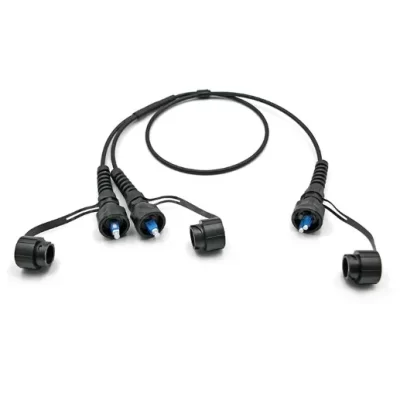 ODVA LC/UPC to SC/UPC 2-core OS2 9/125 fiber patch cord with LSZH jacket and IP67 protection