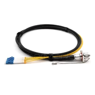 ODC Socket to LC/UPC 4-core 9/125 OS2 G657A1 TPU jacket patch cord, 3 meters, IP67 waterproof