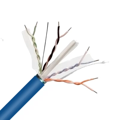 CAT.6A STP Bulk Cable, Bare Solid Copper, 23AWG, 4 Pairs, PVC Jacket, Blue, 305M Per Reel