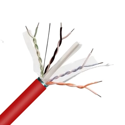 CAT.6A STP Bulk Cable, Bare Solid Copper, 23AWG, 4 Pairs, PVC Jacket, Red, 305M Per Reel