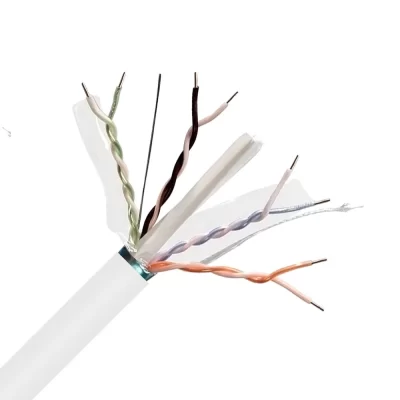 CAT.6A STP Bulk Cable, Bare Solid Copper, 23AWG, 4 Pairs, PVC Jacket, White, 305M Per Reel