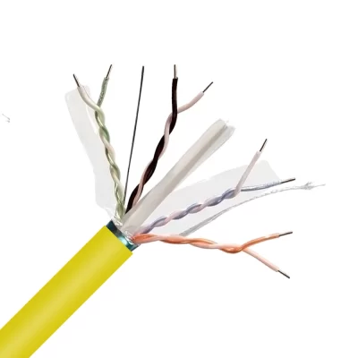 CAT.6A STP Bulk Cable, Bare Solid Copper, 23AWG, 4 Pairs, PVC Jacket, Yellow, 305M Per Reel