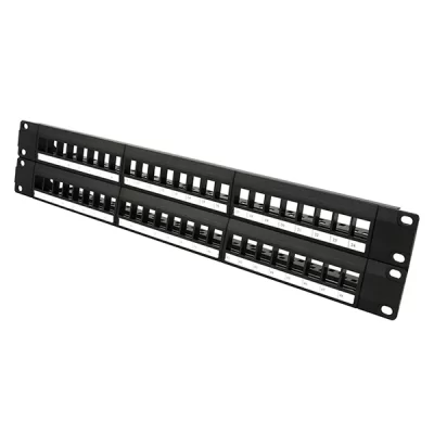 19” 2U UTP Blank Patch Panel Plastic Front Panel With Label Mark 48 Ports