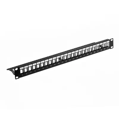 19'' 1U Blank Patch Panel, Full Metal with Label Printing, 24 Ports