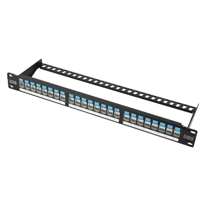 19'' 1U UTP Blank Patch Panel With Shuttered Door 24 Ports