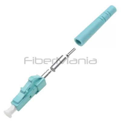 LC Simplex Connector, Multimode OM3, Aqua Housing, 3.0mm Boot