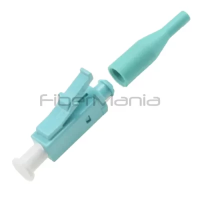 LC Simplex Connector, Multimode OM3, Aqua Housing, 0.9mm Boot