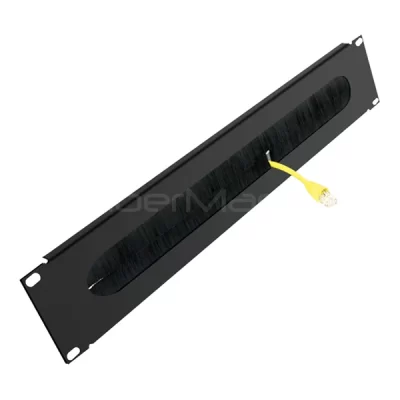19'' 2U Metal Brush Panel, Rack Mount, Black