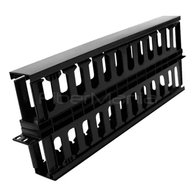 19'' 1U Cable Management, Double Side, With Cover, Plastic