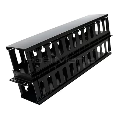 Cable Management 19'' 2U , Double Side, With Cover, Plastic