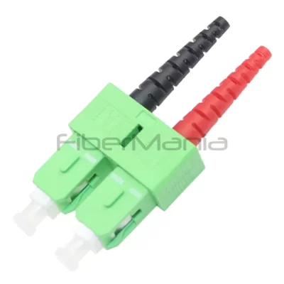 SC/APC Duplex Connector, Single Mode, Green Housing, 3.0mm Boot