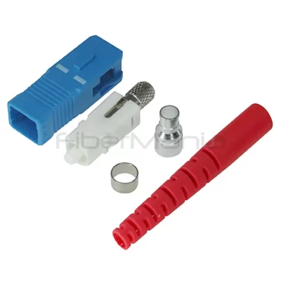 SC Connector, Single Mode, Blue Housing, 3.0mm Red Boot