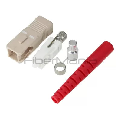 SC Simplex Connector, Multimode, Beige Housing, 2.0mm Red Boot