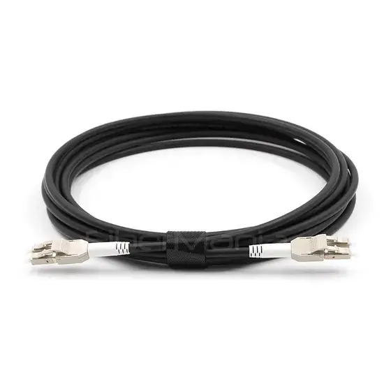 Packed outdoor IP67 LC UPC uniboot duplex OM2 fiber optic patch cord for 5G base station FTTA connectivity.