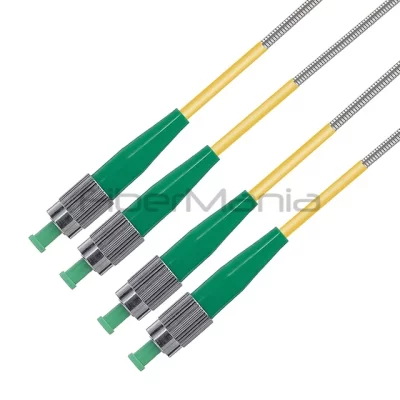 FC/APC-FC/APC Armored Patch Cable Duplex OS2 Single Mode OFNR 3.0mm Yellow 1M