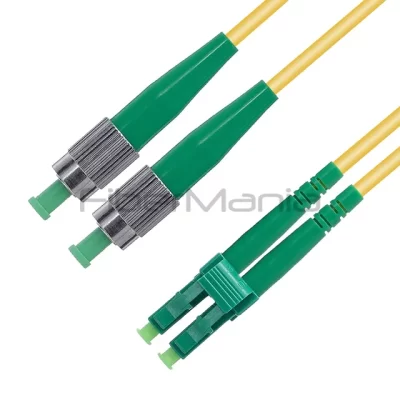 1M 3ft FC/APC-LC/APC Duplex 9/125 OS2 Single Mode OFNR Fiber Optic Patch Cable 3.0mm Yellow