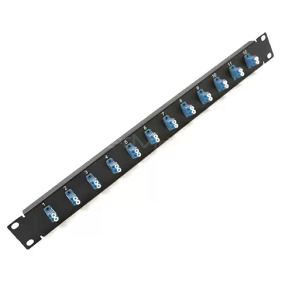 1U 19” LC Adapter Panel, 12 Ports, Loaded With LC Duplex Single Mode Adapter