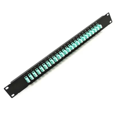 1U 19'' LC Adapter Panel, 24 Ports, Loaded With LC Duplex OM3 Multimode Adapter