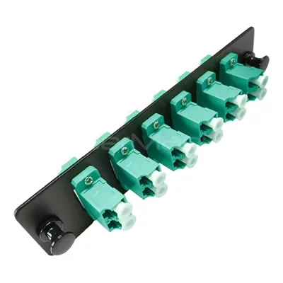 LC Adapter Panel, 6 Ports, Loaded With 6 LC Duplex OM3 Multimode Adapters