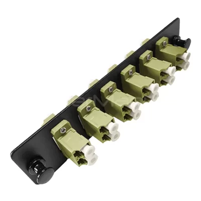 LC Adapter Panel, 6 Ports, Loaded With 6 LC Duplex Multimode Adapters
