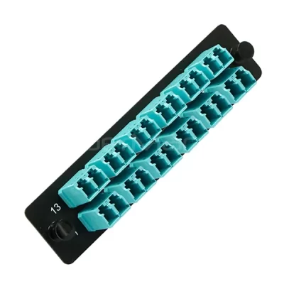 LC Adapter Panel, 12 Ports, Loaded With 12 LC Duplex Flangeless OM3 Multimode Adapters