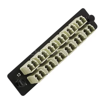 LC Adapter Panel, 12 Ports, Loaded With 12 LC Duplex Flangeless Multimode Adapters