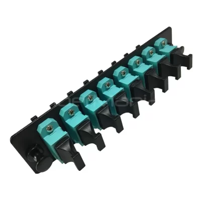 MPO Adapter Panel, 8 Ports, Loaded w/8 MPO OM3 Multimode Adapter