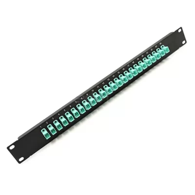1U 19'' SC Adapter Panel, 24 Ports, Loaded With SC Simplex OM3 Multimode Adapter