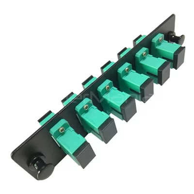 SC Adapter Panel, 6-Port, Loaded with SC OM3 Multimode Adapters