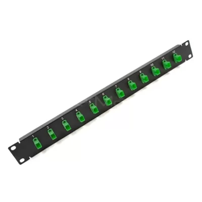 1U 19” SC Adapter Panel, 12 Ports, Loaded With SC/APC Simplex Single Mode Adapter