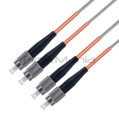 FC/UPC-FC/UPC Armored Patch Cable Duplex OM1 Multimode OFNR 3.0mm Orange 3FT