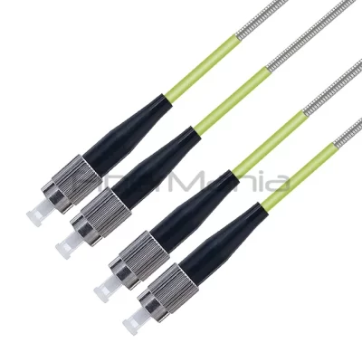 FC/UPC-FC/UPC Armored Patch Cable, Duplex 9/125 OS2 Single Mode OFNR 3.0mm Yellow 3FT