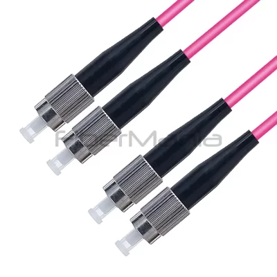 FC/UPC-FC/UPC Duplex Fiber Patch Cord 40G/100G OM4 Multimode OFNR  3.0mm Magenta 1M