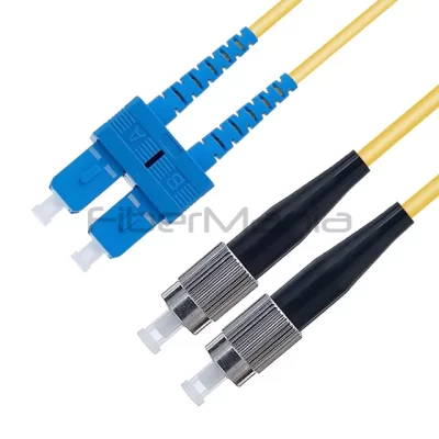 FC/UPC-SC/UPC Fiber Optic Patch Cable Duplex  OS2 Single Mode OFNR 3.0mm Yellow 1M