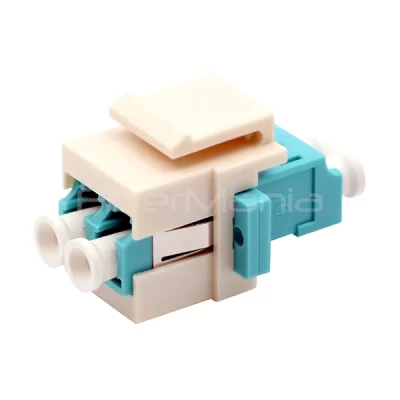 LC to LC OM3 Multimode Duplex Fiber Optic Keystone Coupler White