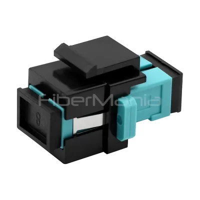 SC to SC OM3 Multimode Simplex Fiber Optic Keystone Coupler Black