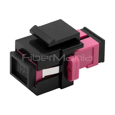SC to SC OM4 Multimode Simplex Fiber Optic Keystone Coupler Black