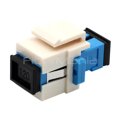 SC to SC Single Mode Simplex Fiber Optic Keystone Coupler White