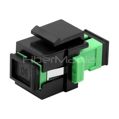SC/APC to SC/APC Single Mode Simplex Fiber Optic Keystone Coupler Black