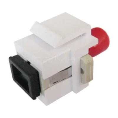 SC to FC Single Mode Simplex Fiber Optic Keystone Coupler White