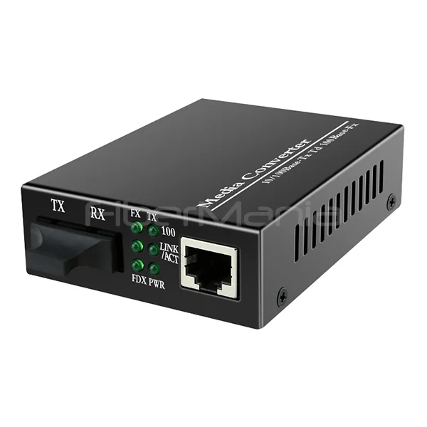 Fiber Media Converter, 10/100M 1310nm Dual Fiber MM 2KM, SC Interface, External Power Supply